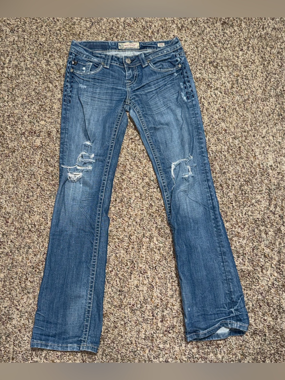 Women’s size 27 jeans Distressed Blue Denim Jeans bootcut jeans MEK jeans